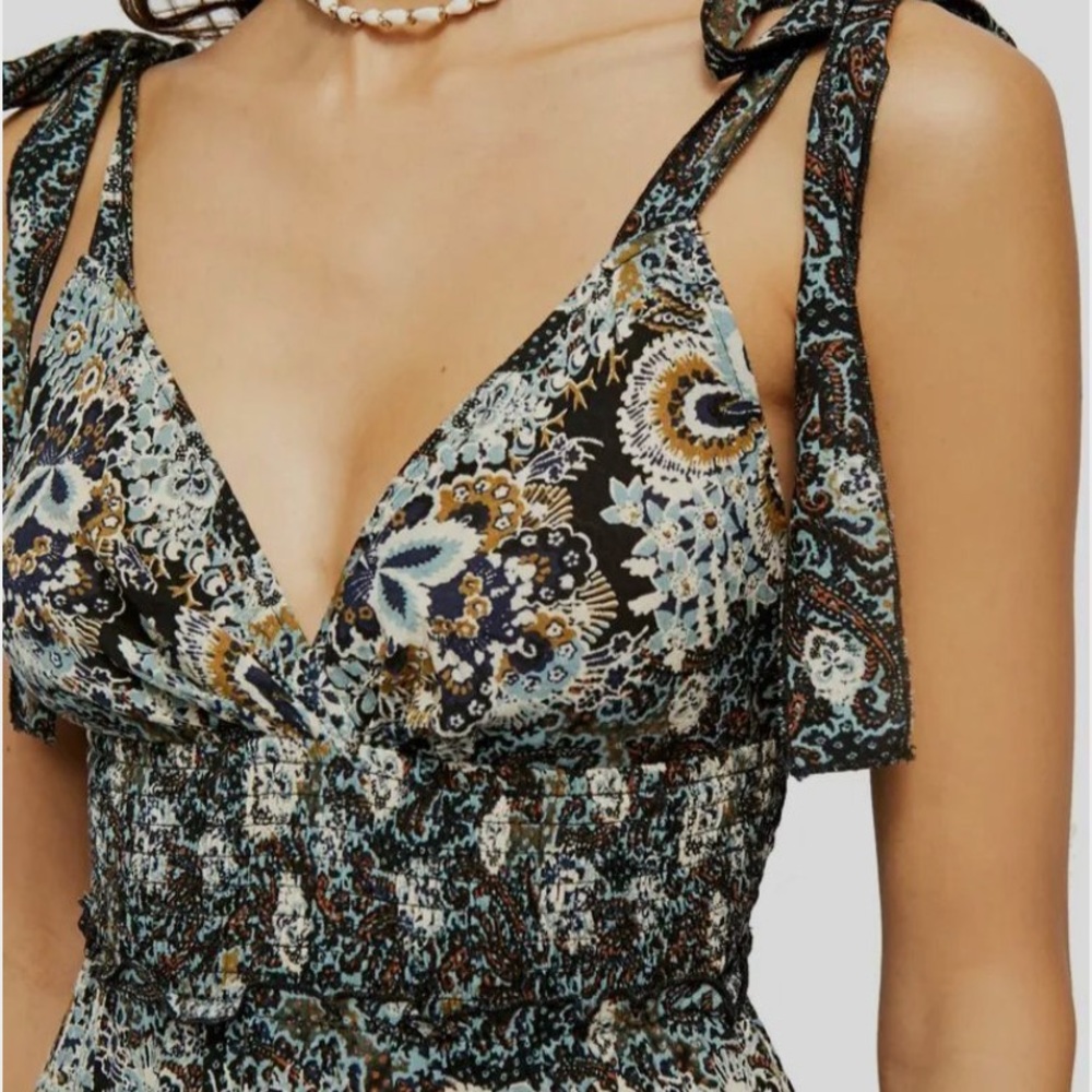 Free People Floral Shoulder-Tie Maxi Dress